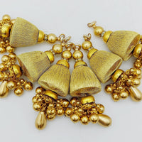 Thumbnail for Handcrafted Gold Bead Tassels Latkan, Indian Latkans, Pearl Bell Tassels