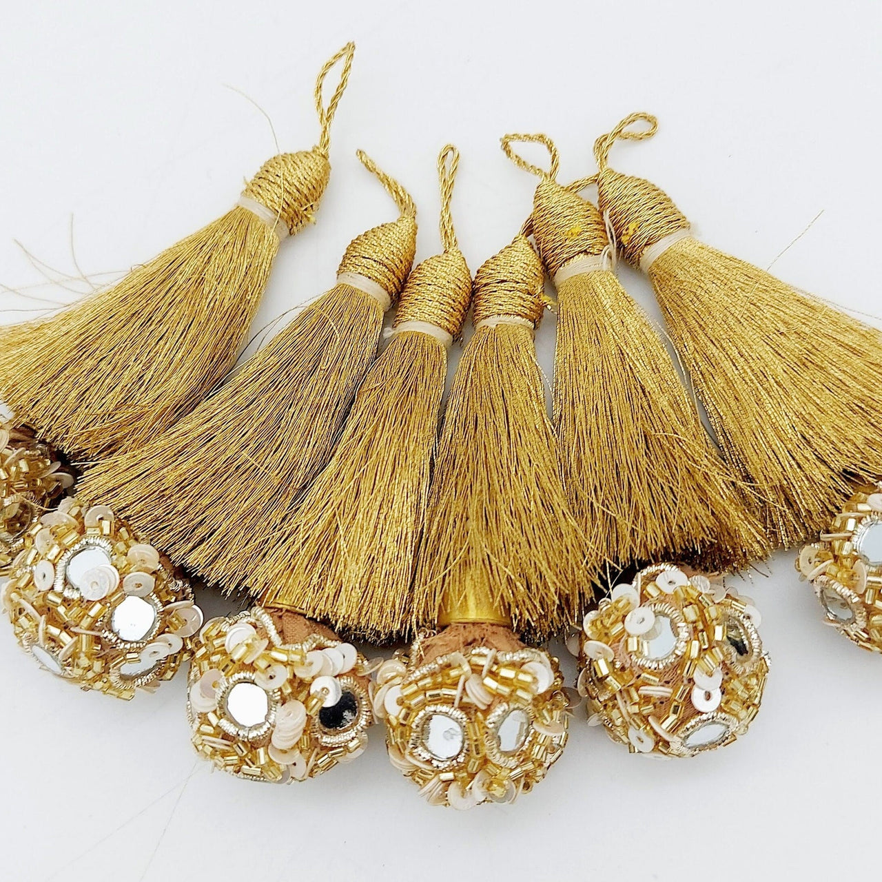 Gold Sequins And Mirror Ball Tassels Latkan, Indian Latkans, Blouse Latkan
