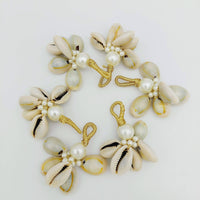 Thumbnail for Cowrie shells handmade tassel with pearl beads, Boho Tassel Latkan, 1 pair