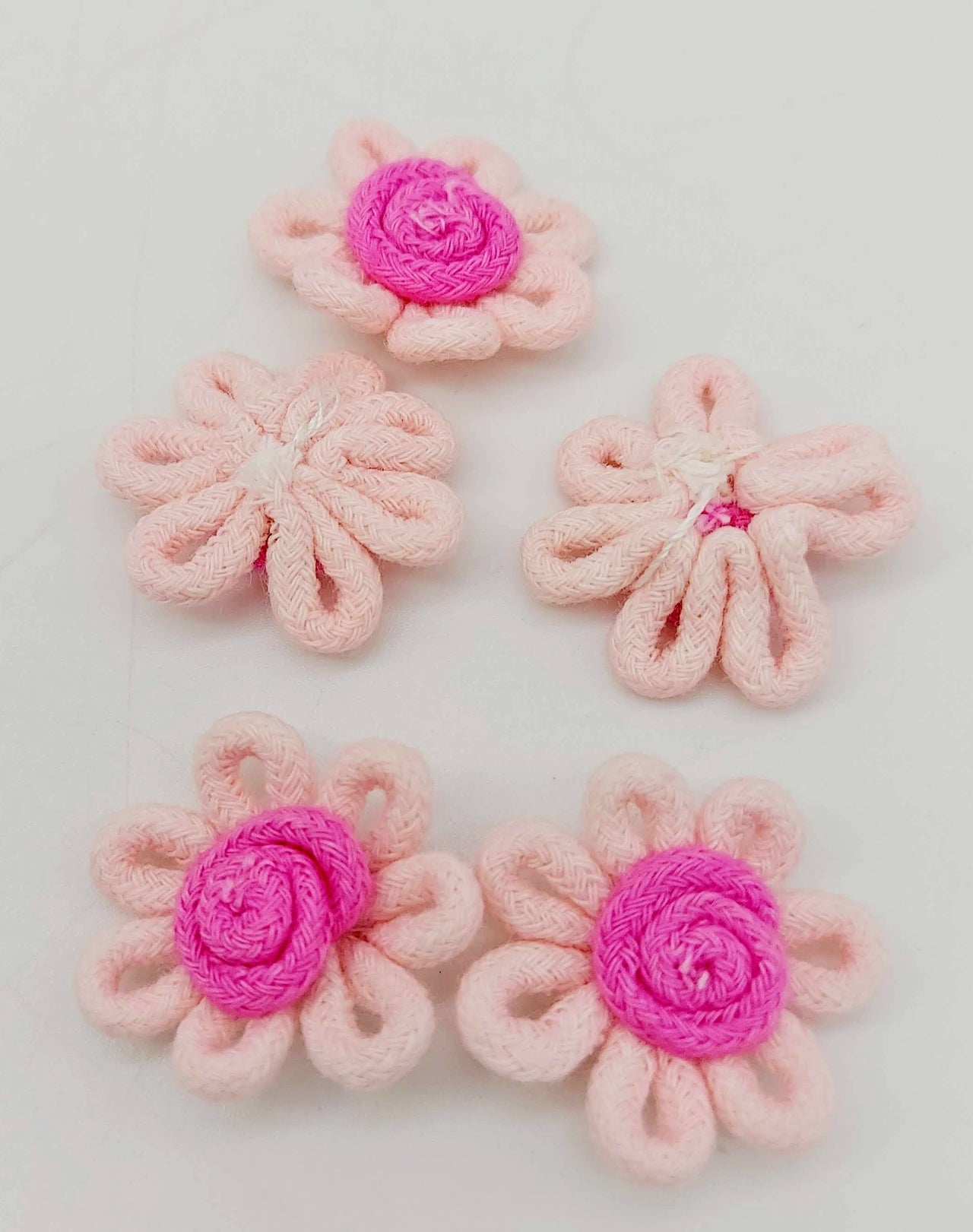 Pink Floral Applique, Flower Motifs x 5