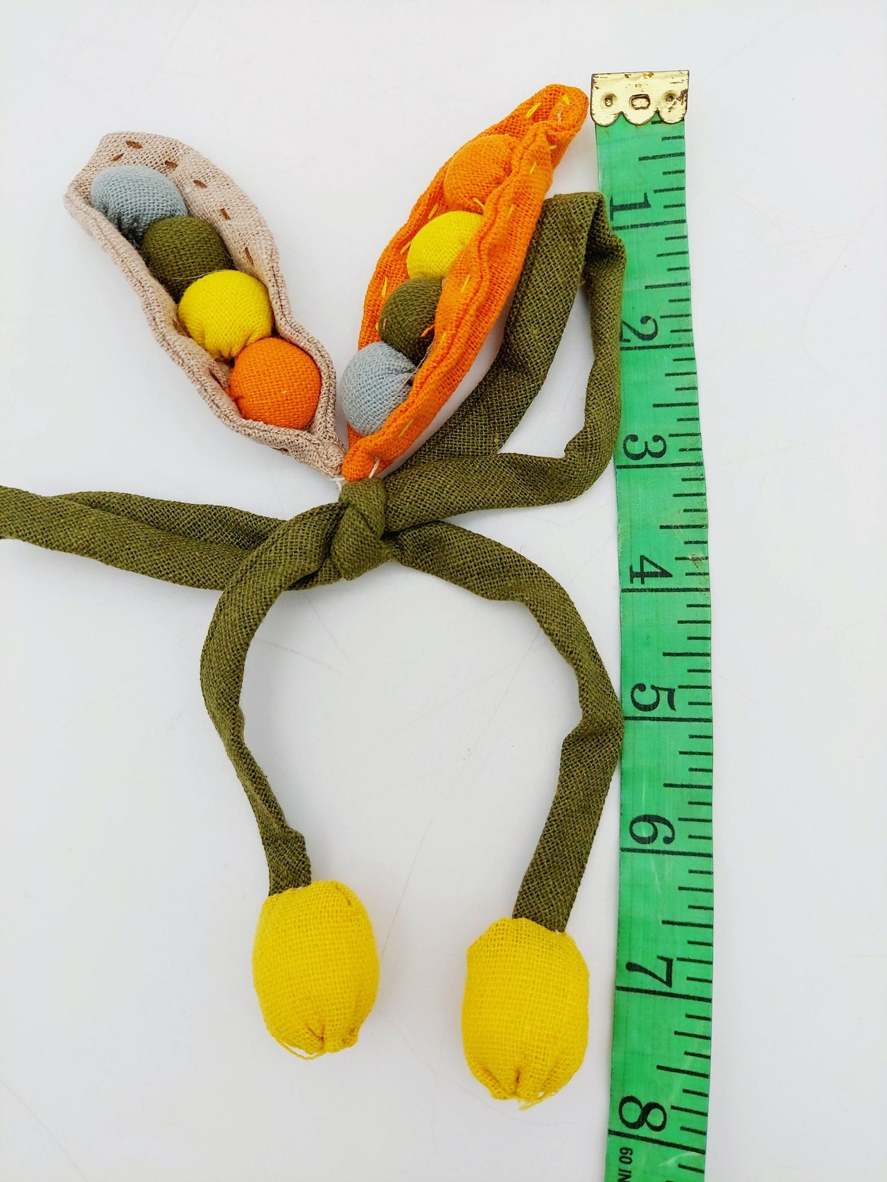 Hand Embroidered Peas in a Pod Applique, Peach Embroidery, Seed Pod Applique