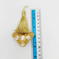 Thumbnail for Light Gold Bead and Sequins Tassels Latkan, Indian Latkans, Blouse Latkan