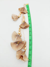 Thumbnail for Tissue Fabric Copper Tone Crumple Pleated Handmade Tassel with Pearls, 1 Piece