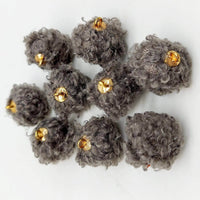 Thumbnail for Grey Fur Fabric Ball Tassel, Button with Ring Cap, Decorative Tassels