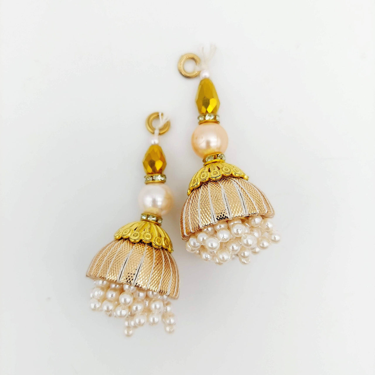 Handcrafted Light Gold Bead Tassels Latkan, Indian Latkans, Pearl Bell Tassels