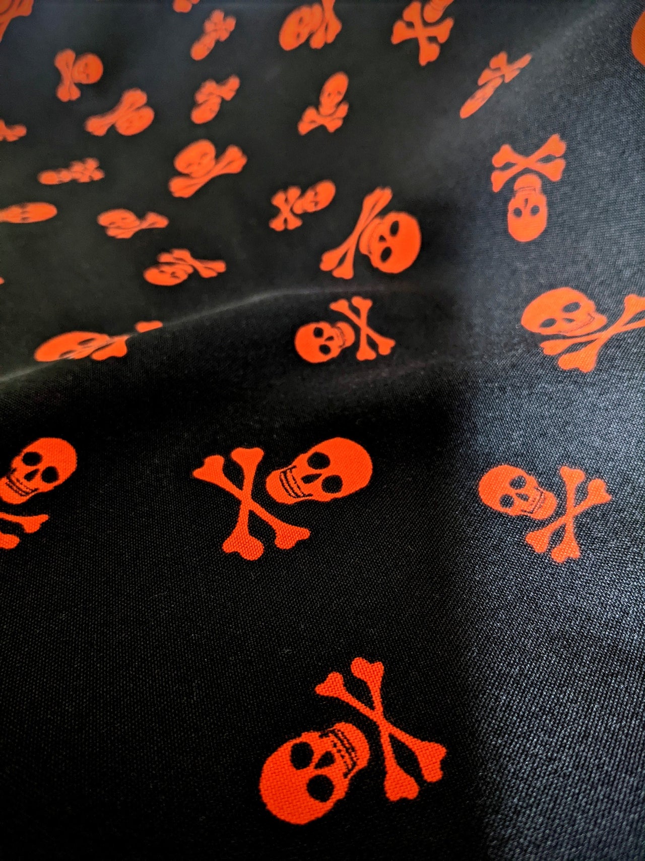 Black And Red Skull Crossbone Bi-Stretch Fabric, Halloween Fabric, Sewing Fabric