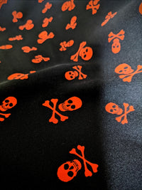 Thumbnail for Black And Red Skull Crossbone Bi-Stretch Fabric, Halloween Fabric, Sewing Fabric