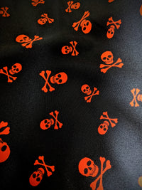 Thumbnail for Black And Red Skull Crossbone Bi-Stretch Fabric, Halloween Fabric, Sewing Fabric