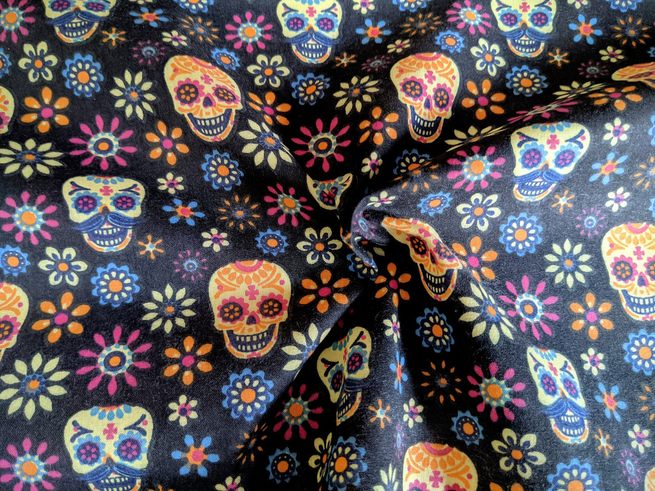 Halloween Fabric, Skull Fabric, Polycotton Fabric