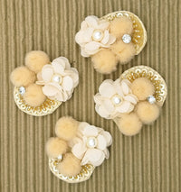 Thumbnail for Hand Embroidered Beige And White Floral Applique, 2 Pcs