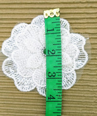 Thumbnail for White Hand Embroidered Floral Applique With Beads, Crochet Cut Dana Applique, Beaded Flower Motifs