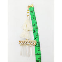 Thumbnail for White Tassels With Long White Sequins And White and Gold Seed Pearl Beads, Beaded Thread Tassel Charms, 2 Pcs