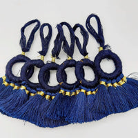 Thumbnail for Set of 2 Navy Blue Hoop Tassels, Indian Tassels, Boho Chic Tassels