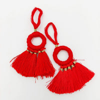 Thumbnail for Set of 2 Red Hoop Tassels, Indian Tassels, Boho Chic Tassels
