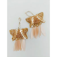 Thumbnail for Peach And Gold Handmade Beaded Tassels With Long Sequins, Sequin Latkan, Beaded Latkans