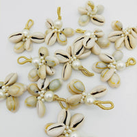 Thumbnail for Cowrie shells handmade tassel with pearl beads, Boho Tassel Latkan, 1 pair