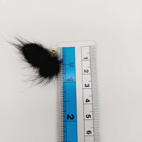 Thumbnail for Black Artificial Feather Fur Tassel With Brass Cap in Antique Gold Colour, Tassel Charms x 2