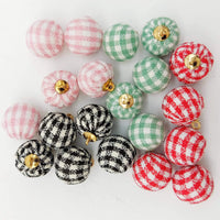 Thumbnail for Green and White Checkered Cotton Small Fabric Balls Tassel, Button with Ring Cap, Decorative Tassels