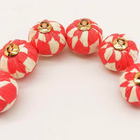 Thumbnail for Red and White Checkered Cotton Fabric Balls Tassel, Button with Ring Cap, Decorative Tassels