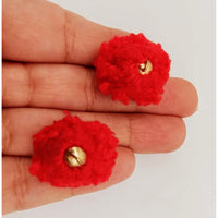 Thumbnail for Red Fur Fabric Ball Tassel, Button with Ring Cap, Decorative Tassels