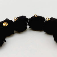 Thumbnail for Black Fur Fabric Ball Tassel, Button with Ring Cap, Decorative Tassels