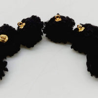 Thumbnail for Black Fur Fabric Ball Tassel, Button with Ring Cap, Decorative Tassels