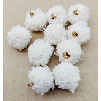 Thumbnail for White Fur Fabric Ball Tassel, Button with Ring Cap, Decorative Tassels