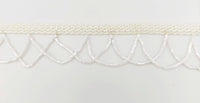 Thumbnail for White Hand Embroidered Fringe Lace Trim With White Bugle Beads, Fringe Trim, Beaded Fringing