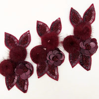 Thumbnail for Wine Red Hand Embroidered Floral Applique, Beaded and Sequins Applique