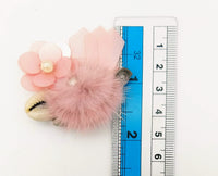 Thumbnail for Hand Embroidered Pink Applique With Cowrie Shell, Sequins,Pearl and Feather Pom Pom