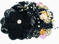 Thumbnail for Black Hand Embroidered Floral Applique With Beads, Rhinestones,Bugle Beads