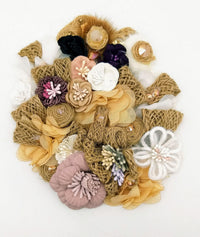 Thumbnail for Handcrafted Jute Floral Applique in White, Mauve, Brown and Beige