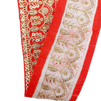 Thumbnail for Red Gold Embroidered Lace Trim Sequins Trim 9 Yard Decorative Sari Border Costume Ribbon Crafting Sewing Tape