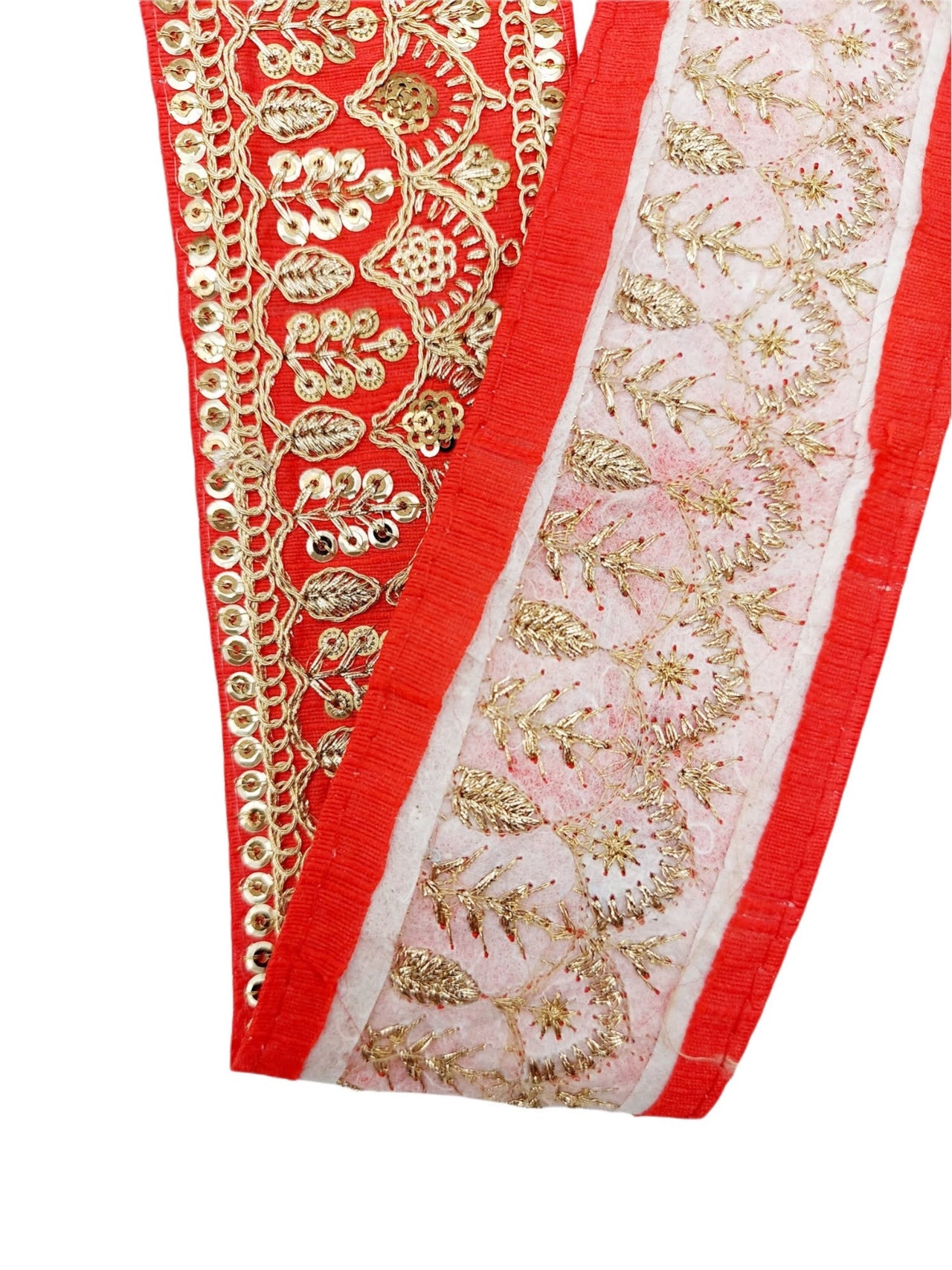 2 Yards, Red Gold Embroidered Lace Trim Sequins Trim 9 Yard Decorative Sari Border Costume Ribbon Crafting Sewing Tape