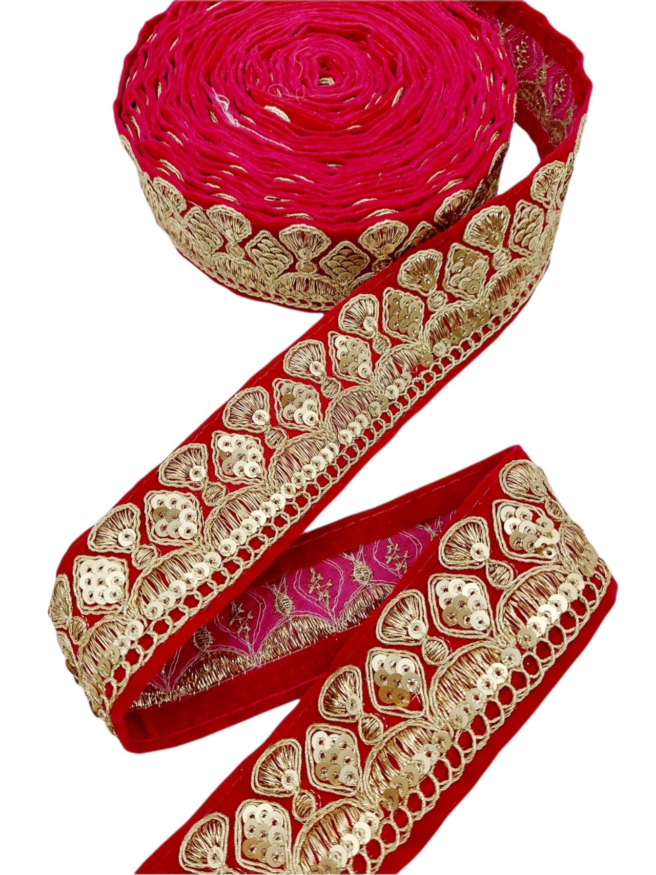 Velvet Embroidered Sequins Trim Indian Sari Border, Sequin Trimming, Sequinned Lace