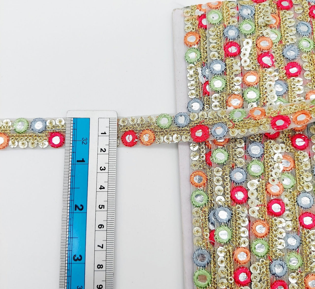 Embroidered Trim Sequins Trim 3 Yards Decorative Lace Sari Border Costume Ribbon Crafting Sewing Tape