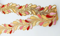 Thumbnail for 9 Yards Sheer Gold Tissue Embroidered Trim, Decorative Trim, Indian Sari Border Sequin Trimming