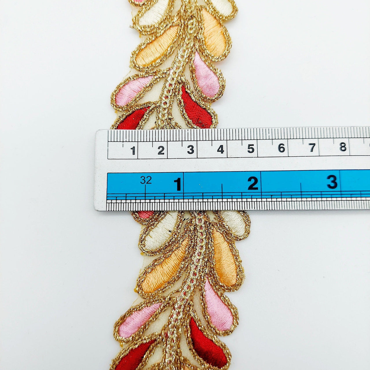 9 Yards Sheer Gold Tissue Embroidered Trim, Decorative Trim, Indian Sari Border Sequin Trimming