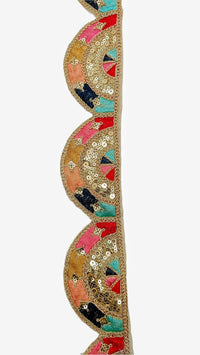 Thumbnail for Multicoloured Embroidered Trim, Decorative Trim, Indian Sari Border Sequin Trimming