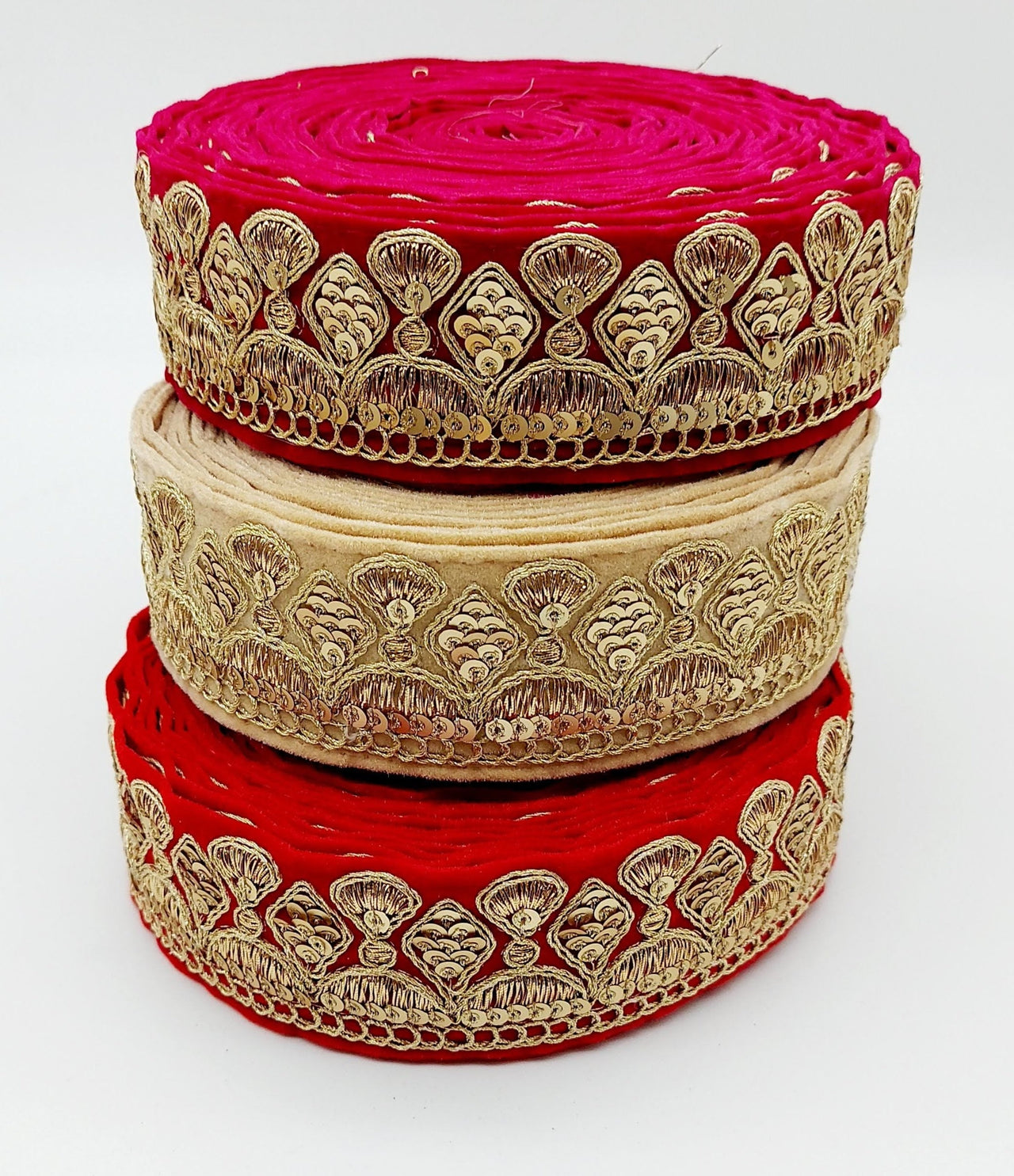 Velvet Embroidered Sequins Trim Indian Sari Border, Sequin Trimming, Sequinned Lace