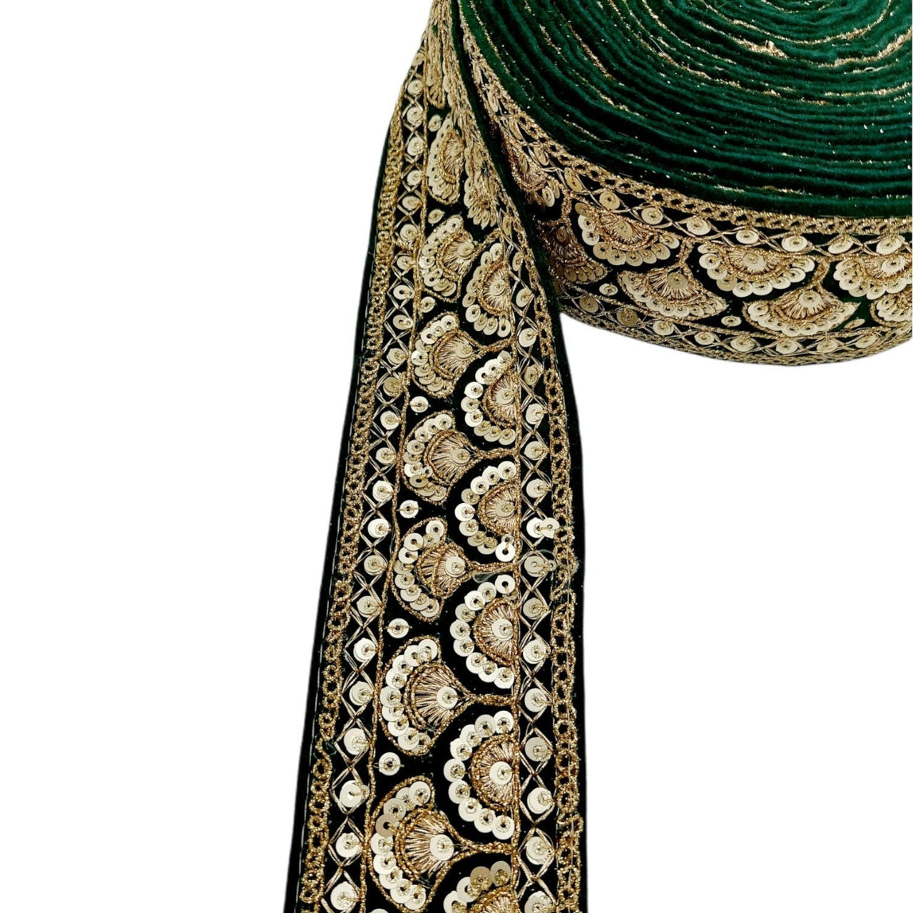 Sequinned Floral Embroidered Velvet Trim Indian Sari Border, Sequin Trimming, Sequins Lace