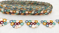Thumbnail for Multicoloured Indian Foil Mirror Trim, Kutch Embroidered Navratri Garba Dress Trim Bridal Lace, Indian Sari Border