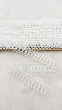 Thumbnail for 9 Yards White Embroidery Cotton Lace Trim, Approx. 20mm Wide, Fringe Trim