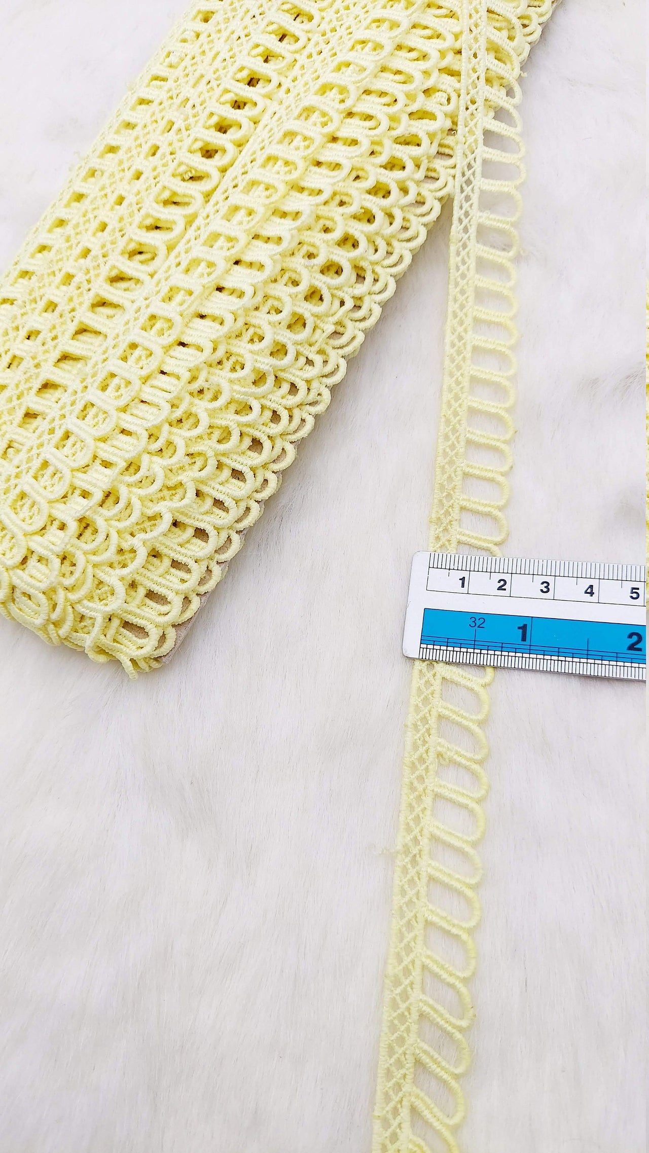 9 Yards Yellow Embroidery Cotton Lace Trim, Approx. 20mm Wide, Fringe Trim