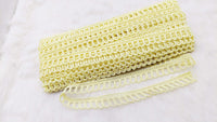 Thumbnail for 9 Yards Yellow Embroidery Cotton Lace Trim, Approx. 20mm Wide, Fringe Trim