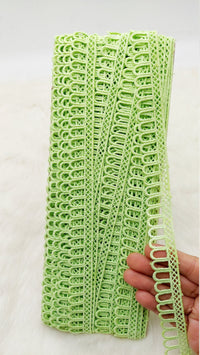 Thumbnail for 9 Yards Green Embroidery Cotton Lace Trim, Approx. 20mm Wide, Fringe Trim