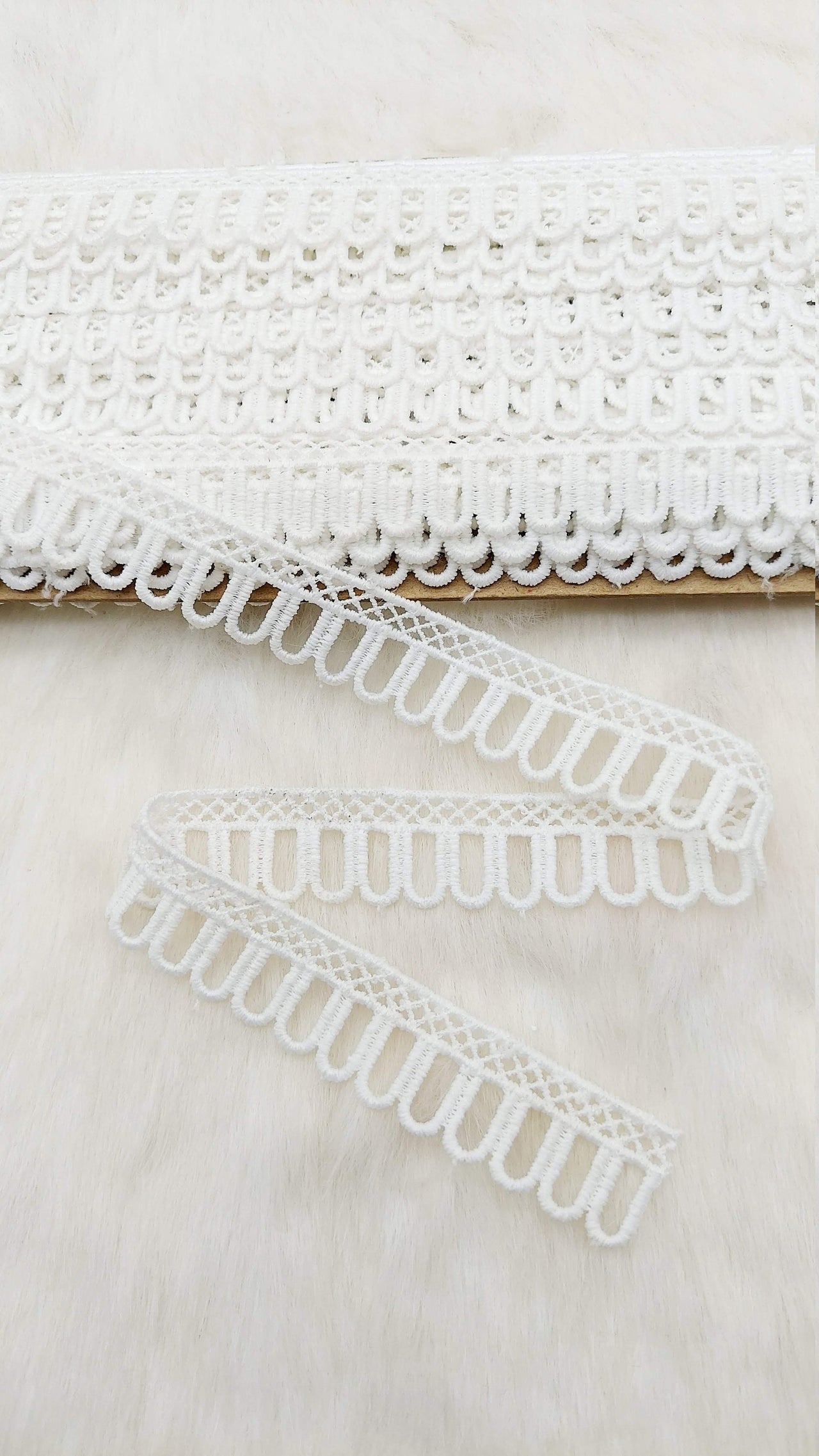 9 Yards White Embroidery Cotton Lace Trim, Approx. 20mm Wide, Fringe Trim