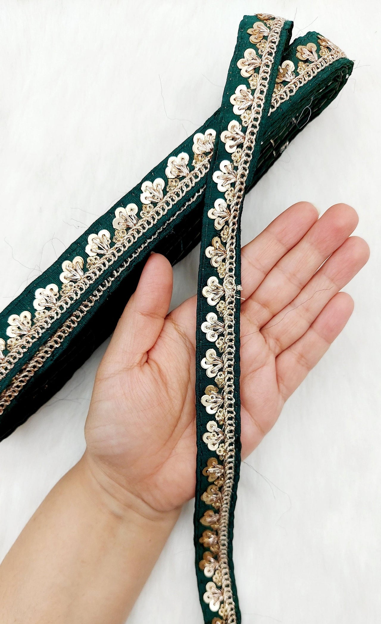 Art Silk Trim with Gold Embroidery and Sequins Indian Sari Border Trim By 3 Yards Decorative Trim Craft Lace