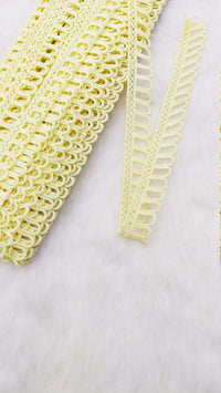 Thumbnail for 9 Yards Yellow Embroidery Cotton Lace Trim, Approx. 20mm Wide, Fringe Trim