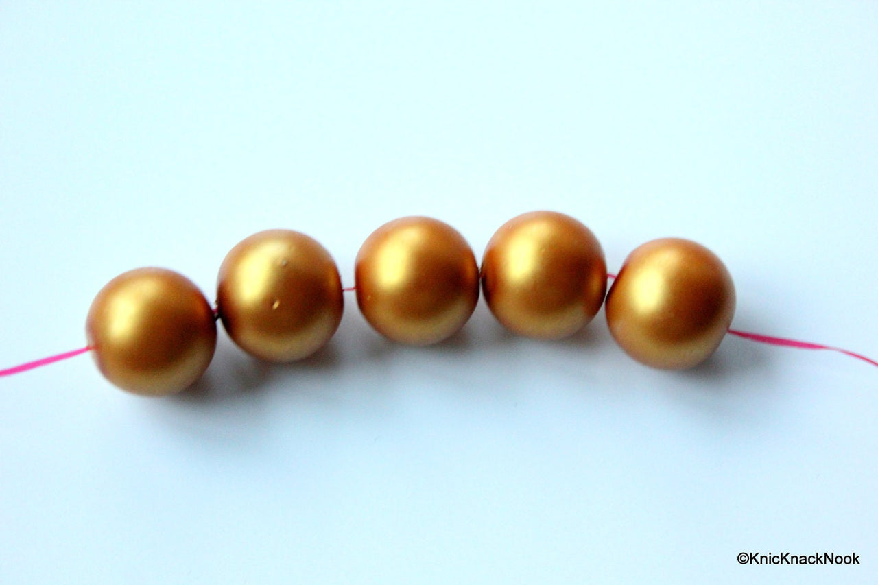 10 mm Golden Bronze Matte Glass Beads x 10